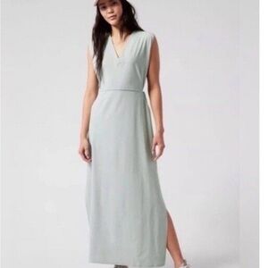 Athleta Sleeveless Gray/Green Marlow Maxi Dress Size Large Petite